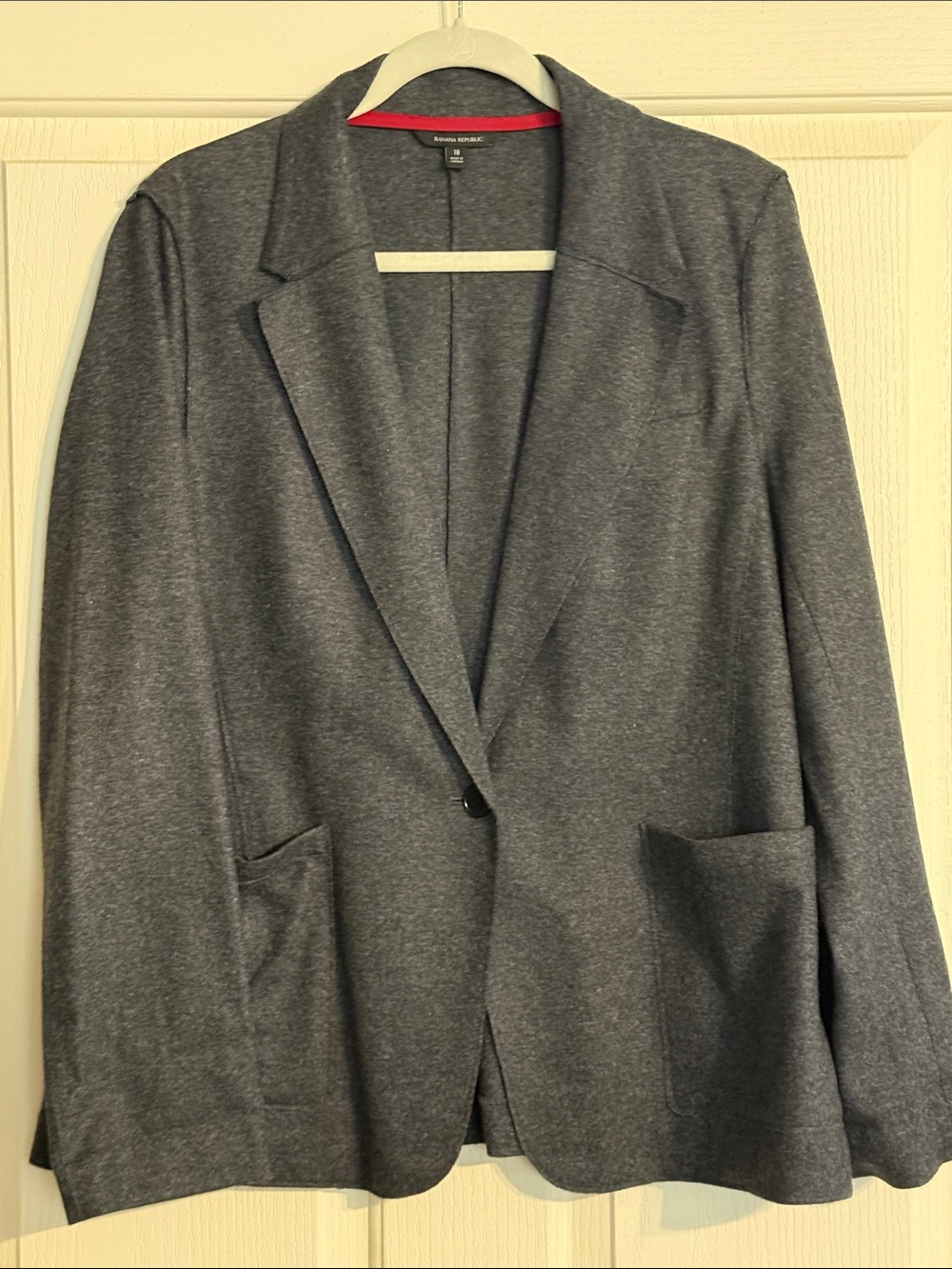 Banana Republic Grey Lightweight Wool Blend Single-Button Blazer
